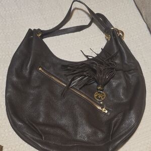 Michael Kors Dark Brown Hobo Bag with Gold Accents